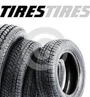 Tires on the white background