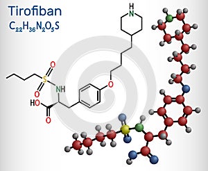 Tirofiban molecule. It is non-peptide tyrosine derivative, with anticoagulant activity, prevents the blood from clotting.