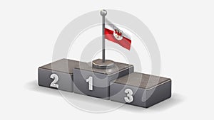 Tirol 3D waving flag illustration on winner podium.