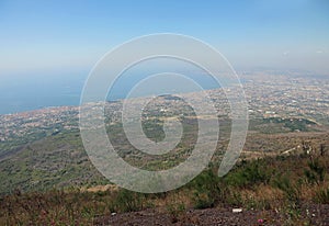 Tirreno Sea and Naples bay and city from Vesuvius Volcano photo
