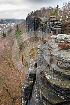 Tisa rocks or Tisa walls in western Bohemian Switzerland, Elbe Sandstone Rocks, Czech Republic