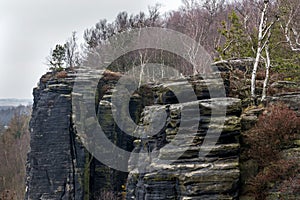 Tisa rocks or Tisa walls in western Bohemian Switzerland, Elbe Sandstone Rocks, Czech Republic