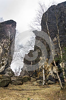 Tisa rocks or Tisa walls in western Bohemian Switzerland, Elbe Sandstone Rocks, Czech Republic