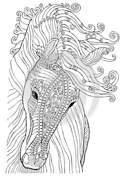 Fairytale horse - adult coloring page photo