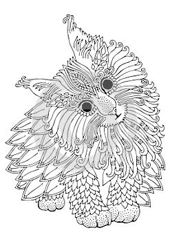 Fantasy cat, adult coloring page