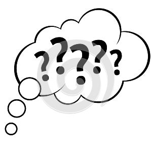 Cartoon bubble with question marks
