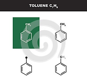 Vector molecule of toluene in several variants - organic chemistry concept photo