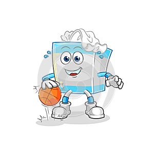 Tissue box dribble basketball character. cartoon mascot vector