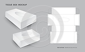 Tissue box Mock up with outline box package, 3d box, Box Die Cut Template, Product design, Packaging vector