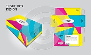 Tissue box packaging design on geometric background, box mockup, 3d box, Can be use place your text and logos and ready to go for