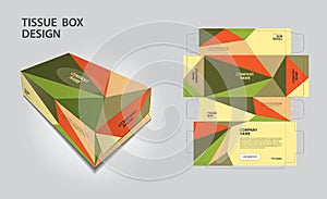 Tissue box packaging design on polygon background, box mockup, 3d box, Can be use place your text and logos and ready to go for