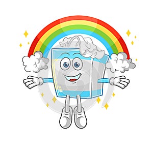Tissue box with a rainbow. cartoon vector