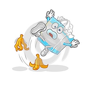 Tissue box slipped on banana. cartoon mascot vector