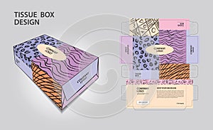 Tissue box Design pastel memphis style, 3d box, Product design, Packaging template vector, Tissue box Mock up