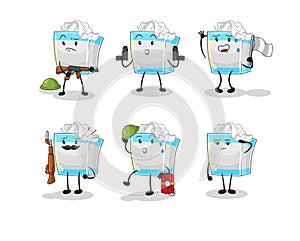 Tissue box troops character. cartoon mascot vector