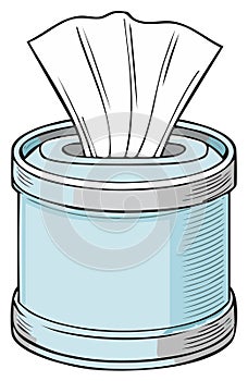 Tissue dispenser with tissues, illustration of a tissue box in a clean design