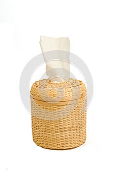 Tissue paper box made by bamboo wicker