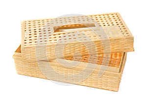 Tissue paper box made by bamboo wicker