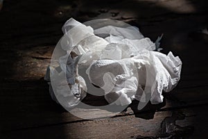 Tissue paper that has been used Crumpled