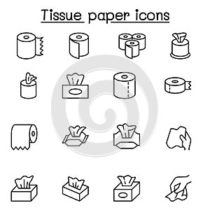 Tissue paper icon set in thin line style