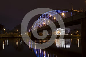 Tisza river and the bridge of Szeged in winter