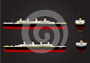 Titanic legendary colossal boat monumental big ship symbol icon flatten isolated illustration master vector