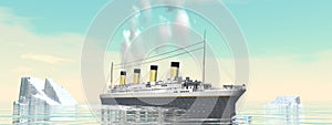 Titanic ship cruise - 3D render