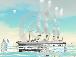 Titanic ship cruise - 3D render