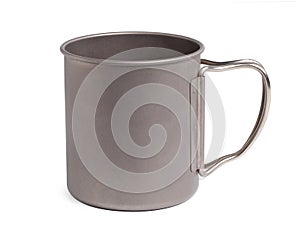 Titanium cup, Titanium mug isolated on white background. With clipping path