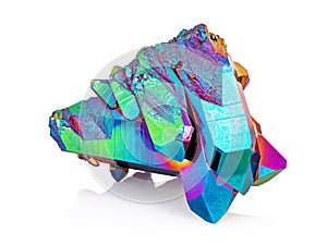 Titanium rainbow aura quartz crystal cluster stone - Very sharp and detailed photo of this beautiful crystal
