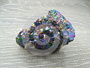 Titanium rainbow aura quartz semigem cluster