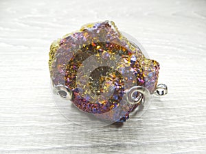 Titanium rainbow aura quartz semigem cluster