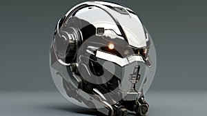 Titanium Sci Fi Robot Full Body Helmet - Brutalist Minimal Design