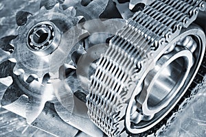 Titanium and steel engineering gears photo