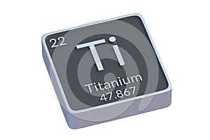 Titanium Ti chemical element of periodic table isolated on white background