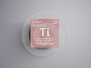 Titanium. Transition metals. Chemical Element of Mendeleev\'s Periodic Table. 3D illustration