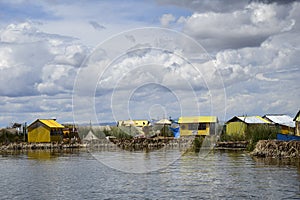 Titicaca lake, Puno, Peru. Uros floating islands on Titicaca lake in Puno, Peru, South America