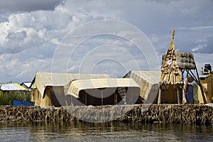 Titicaca lake, Puno, Peru. Uros floating islands on Titicaca lake in Puno, Peru, South America