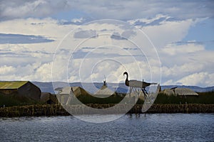 Titicaca lake, Puno, Peru. Uros floating islands on Titicaca lake in Puno, Peru, South America