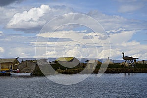 Titicaca lake, Puno, Peru. Uros floating islands on Titicaca lake in Puno, Peru, South America