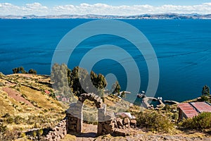 Titicaca Lake Taquile Island peruvian Andes at Puno photo