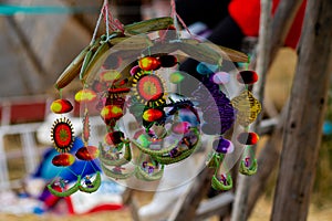 Titikaka lake, souvenirs for tourists visiting Uros islands in Peru