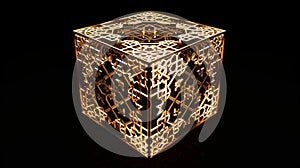Golden Geometric Cube Exploring the Mystery of Light and Shape