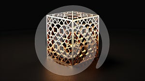 Golden Geometric Cube Exploring the Mystery of Light and Shape