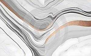 Title: Elegant Grey and Shimmering Cream Color Soft Wave Marble Abstract Background AI Image photo