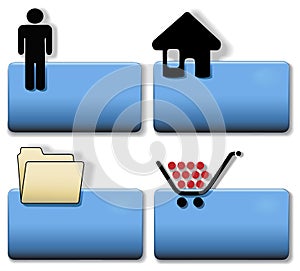 Title Icon Symbol Set Person Home File Cart