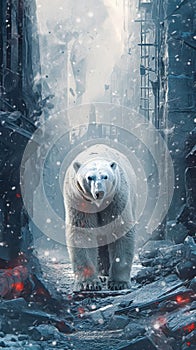 The title is:..Polar Bear in the Snowy City: A Forlorn Destruction
