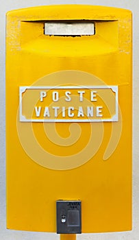 Title `Poste Vaticane` on the postbox of the Vatican Postal Service photo