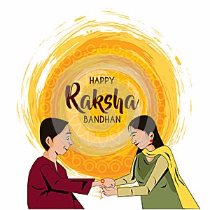 PrintTitle: Vector illustration of Indian festival of brother and sister love, Happy Raksha Bandhan celebration