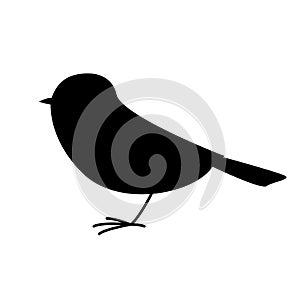 Titmouse  bird, vector illustration,  black silhouette, side